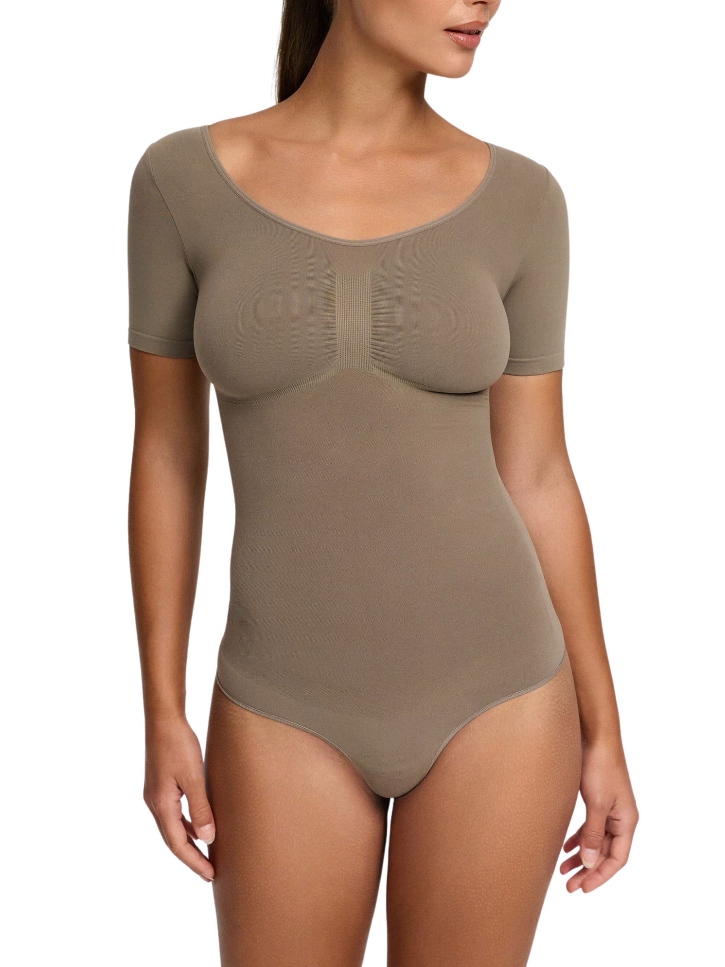 cfab Shapingbody 'T-Shirt Bodysuit Sculpting Shapewear mit Slip'‌‌‌‌‌‌‌‌‌‌ in Grau: Vorderseite