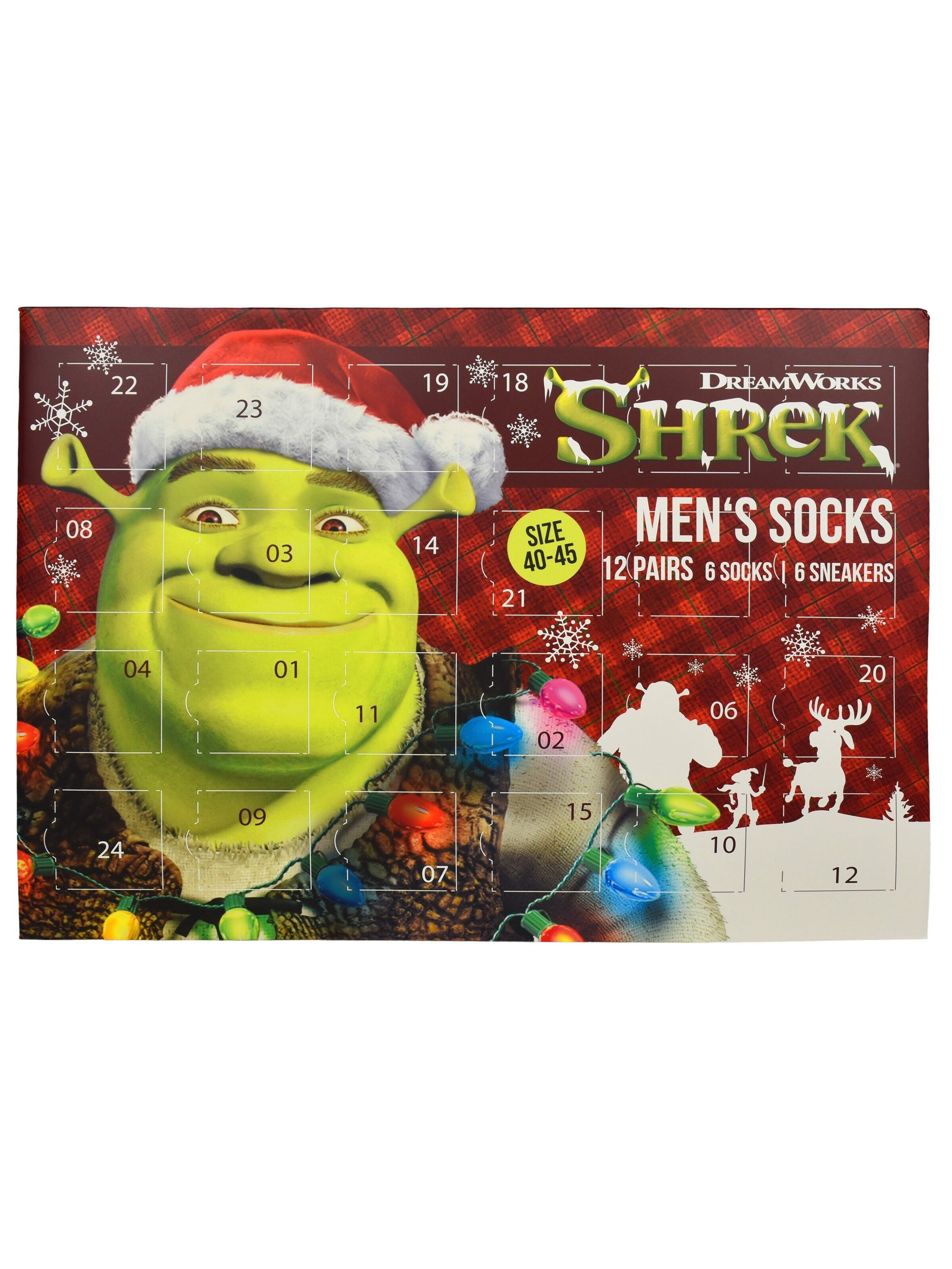 United Labels Socken 'Adventskalender Shrek - Der tollkühne Held mit 12 Paar'‌‌‌‌‌‌ in Mischfarben