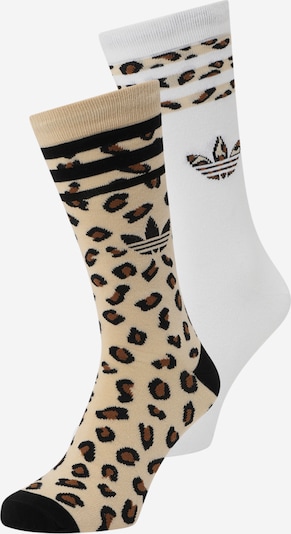 ADIDAS ORIGINALS Sukat 'Leopard Crew 2 Pairs' värissä beige / musta / valkoinen, Tuotenäkymä