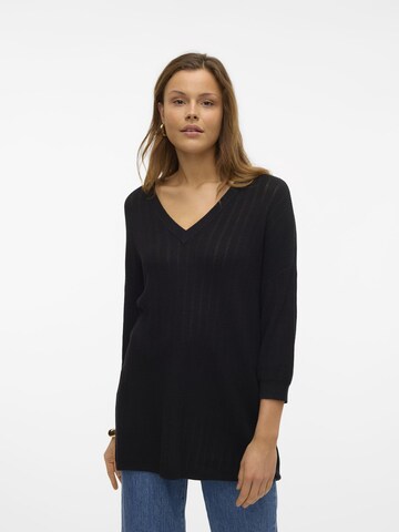 VERO MODA Trui 'New Lexsum Stitch' in Zwart: voorkant