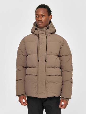 KnowledgeCotton Apparel Winter Jacket in Brown: front