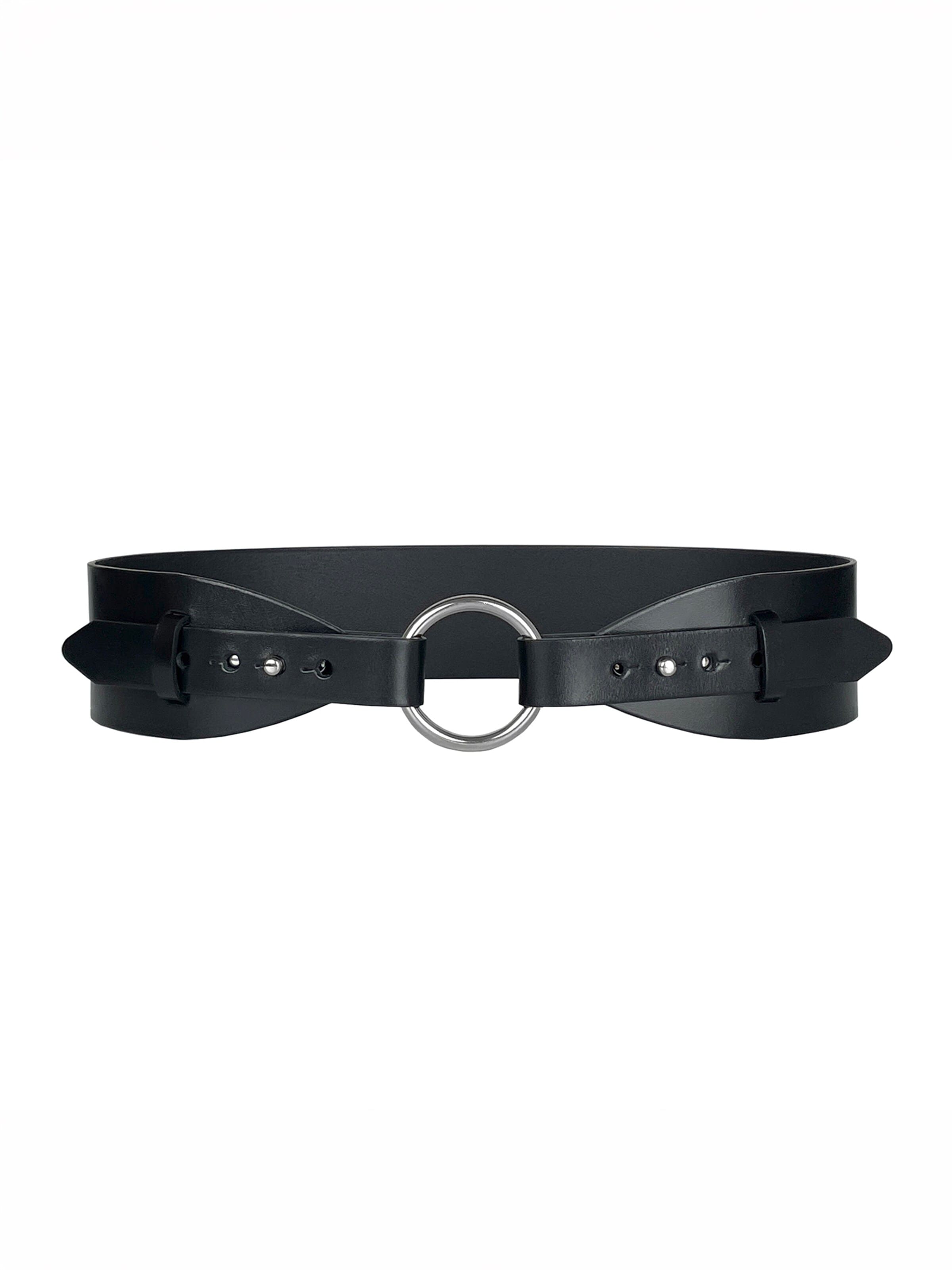 Haute Cuir Gürtel 'Haela'‌‌‌ in Schwarz: Vorderseite