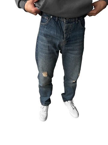 Kleidermafia Baggy Jeans 'Baggy Torn Washed Jeans - Dark Blue' in Blauw: voorkant