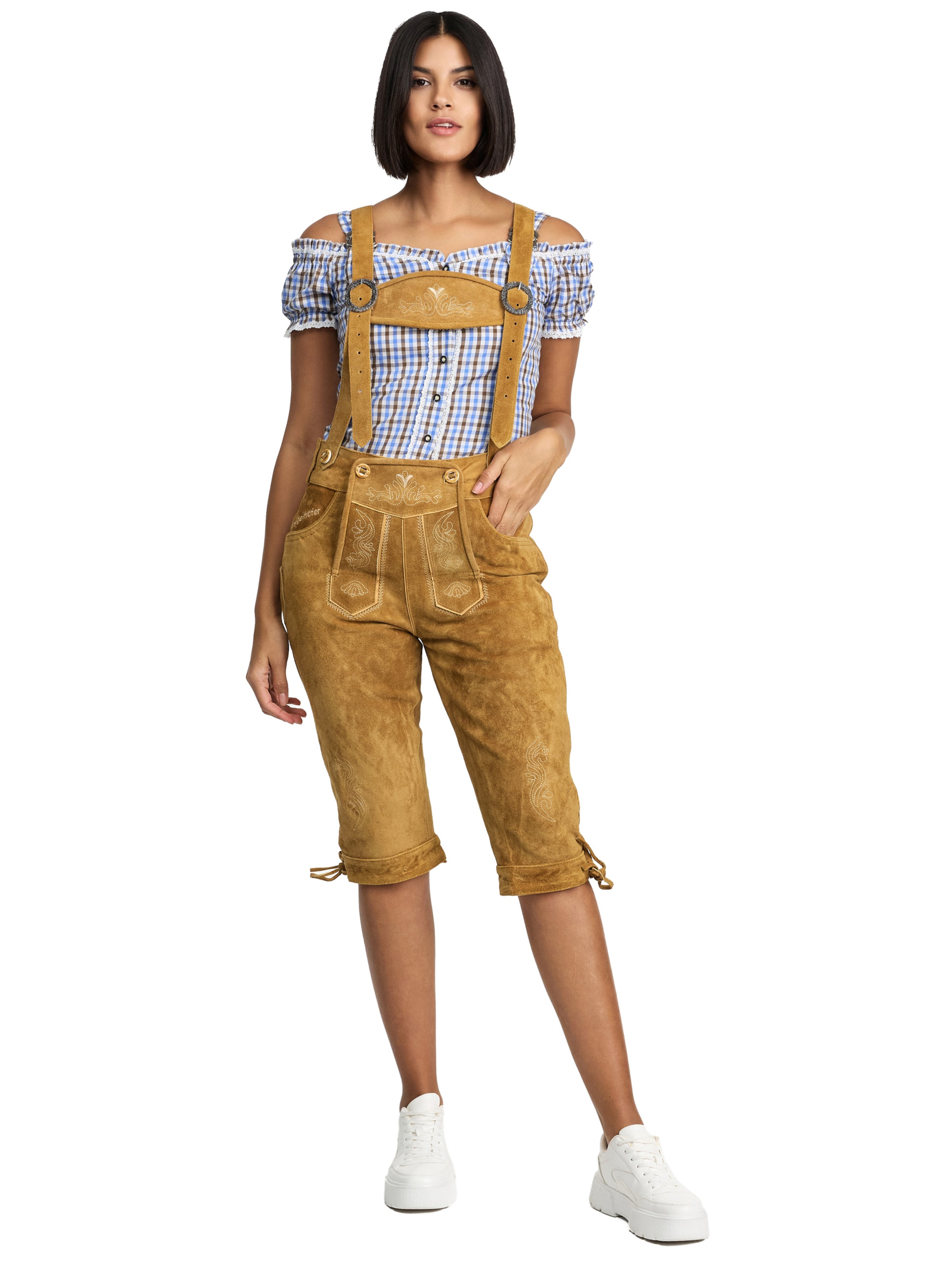 Steigenhöfer Regular Traditional Pants 'Clara' in Brown: front