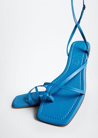 MANGO T-Bar Sandals 'Tapy' in Blue