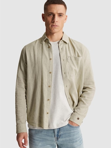 CAST IRON Regular fit Skjorta 'Shirt in cotton/linen twill with chest pocket' i grön: framsida