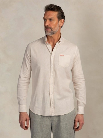 NZA New Zealand Auckland Comfort fit Overhemd in Beige: voorkant