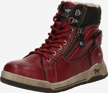 MUSTANG Lace-Up Ankle Boots in Red: front
