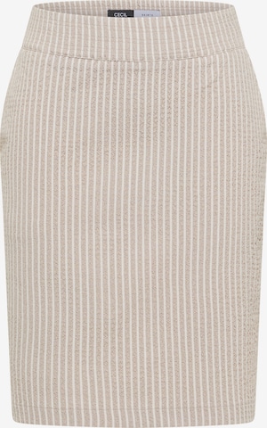 CECIL Knielanger Jogg Skirt in Seersucker-Qualität in Beige: Vorderseite
