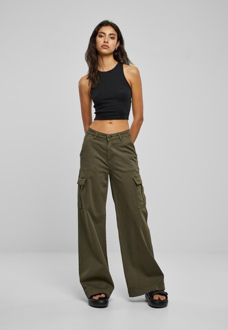 Wide Leg Pantalon cargo Urban Classics en vert : devant