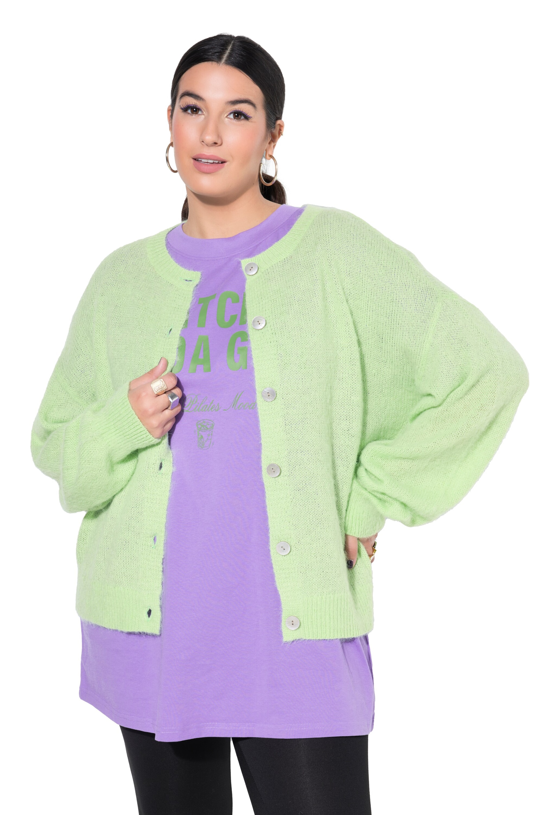 Studio Untold Knit cardigan in Green: front