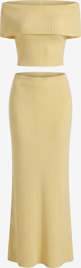 zytzrzy Hausanzug 'Off‑Shoulder Knit 2‑Piece Outfit, Crop Top & Maxi Skirt Set' in S in gelb, Produktansicht