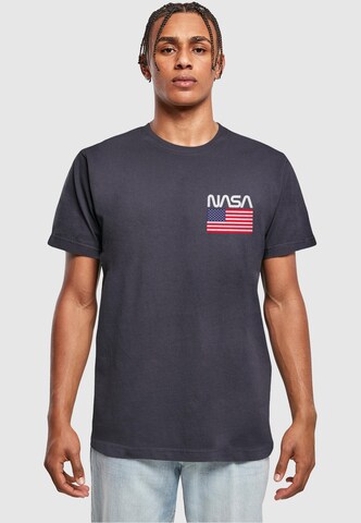 Merchcode Shirt 'NASA - Stars and Stripes' in Blauw: voorkant