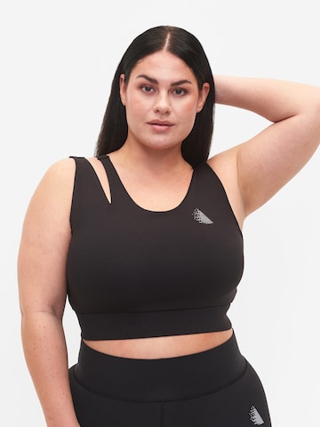 Active by Zizzi Bralette Sports Bra 'JIA' in Black: front