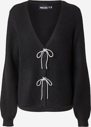 PIECES Strickjacke 'PCANNA' in Schwarz: Vorderseite