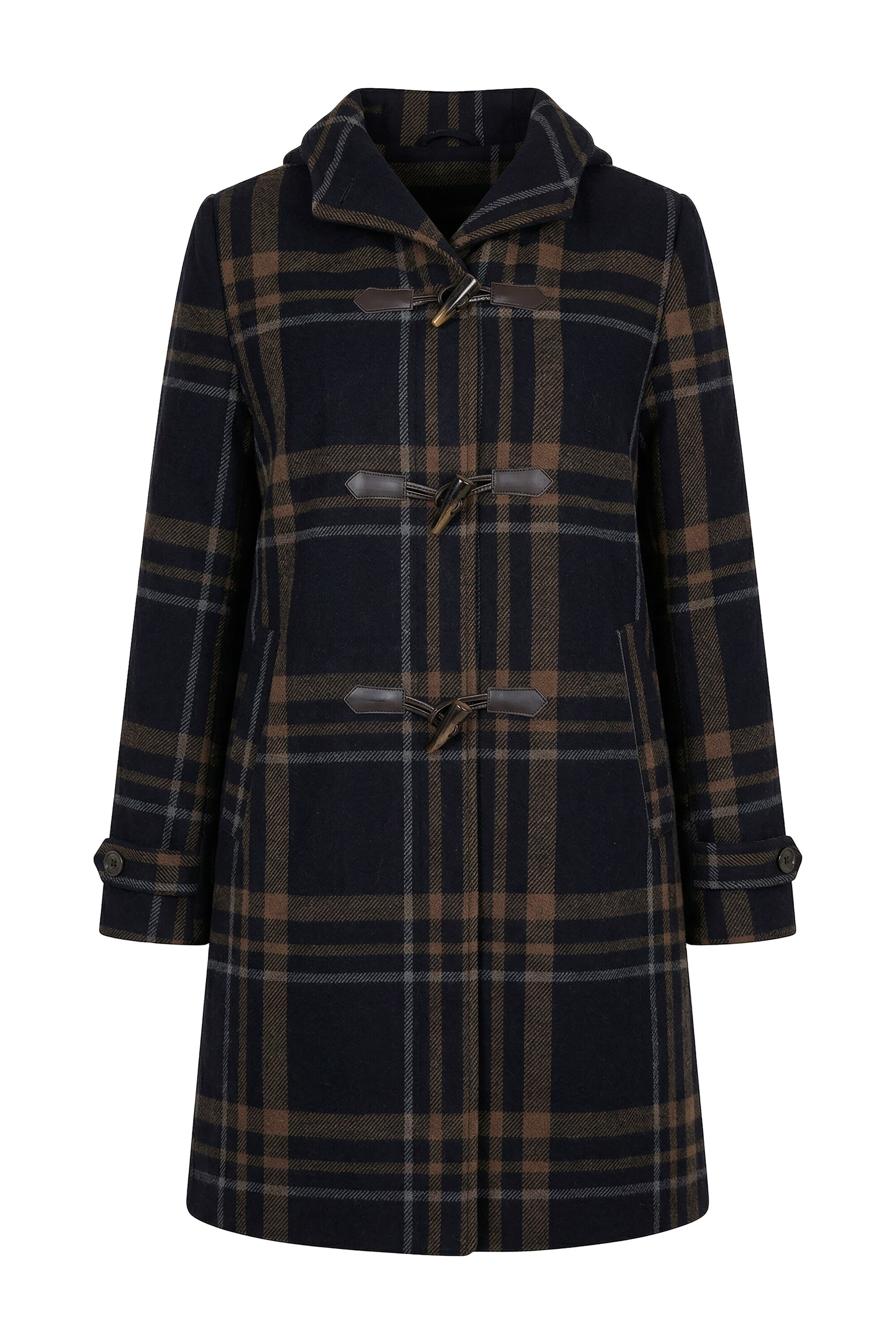 Ulla Popken Between-Seasons Coat in Black: front