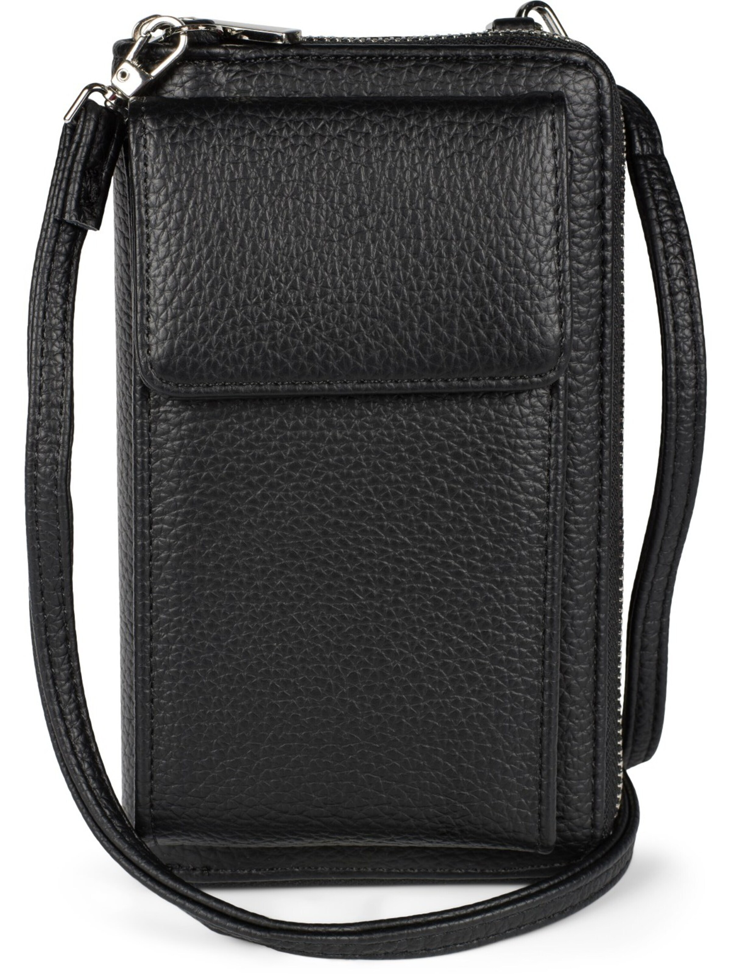 styleBREAKER Umhängetasche 'Umhängetasche mit Handyfach und RFID Schutz'‌‌‌‌‌‌‌‌‌ in Schwarz: Vorderseite