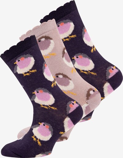 EWERS Socks 'Vögel' in Yellow / Purple / Blackberry / Pastel purple, Item view