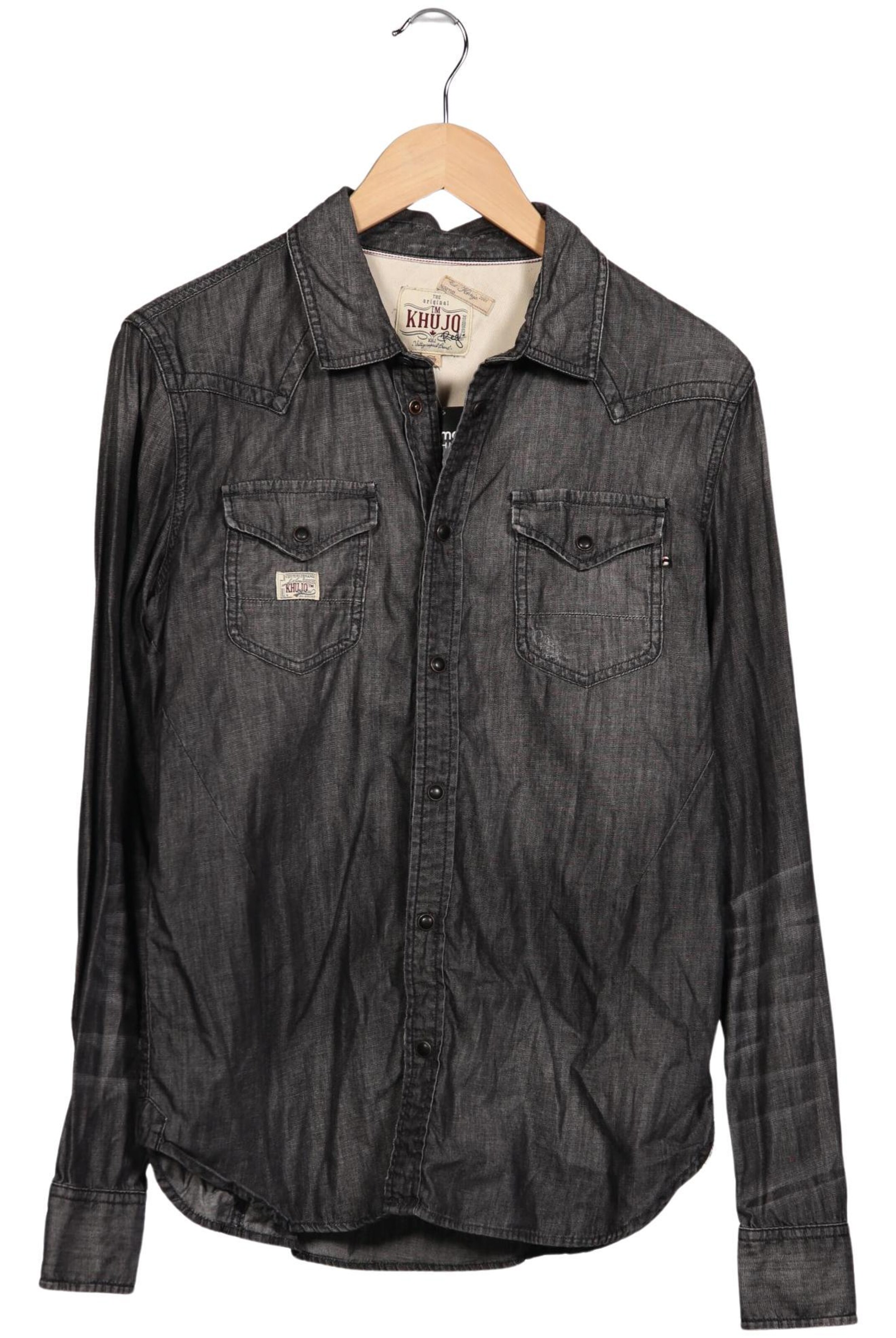 khujo Button Up Shirt in S in Grey: front