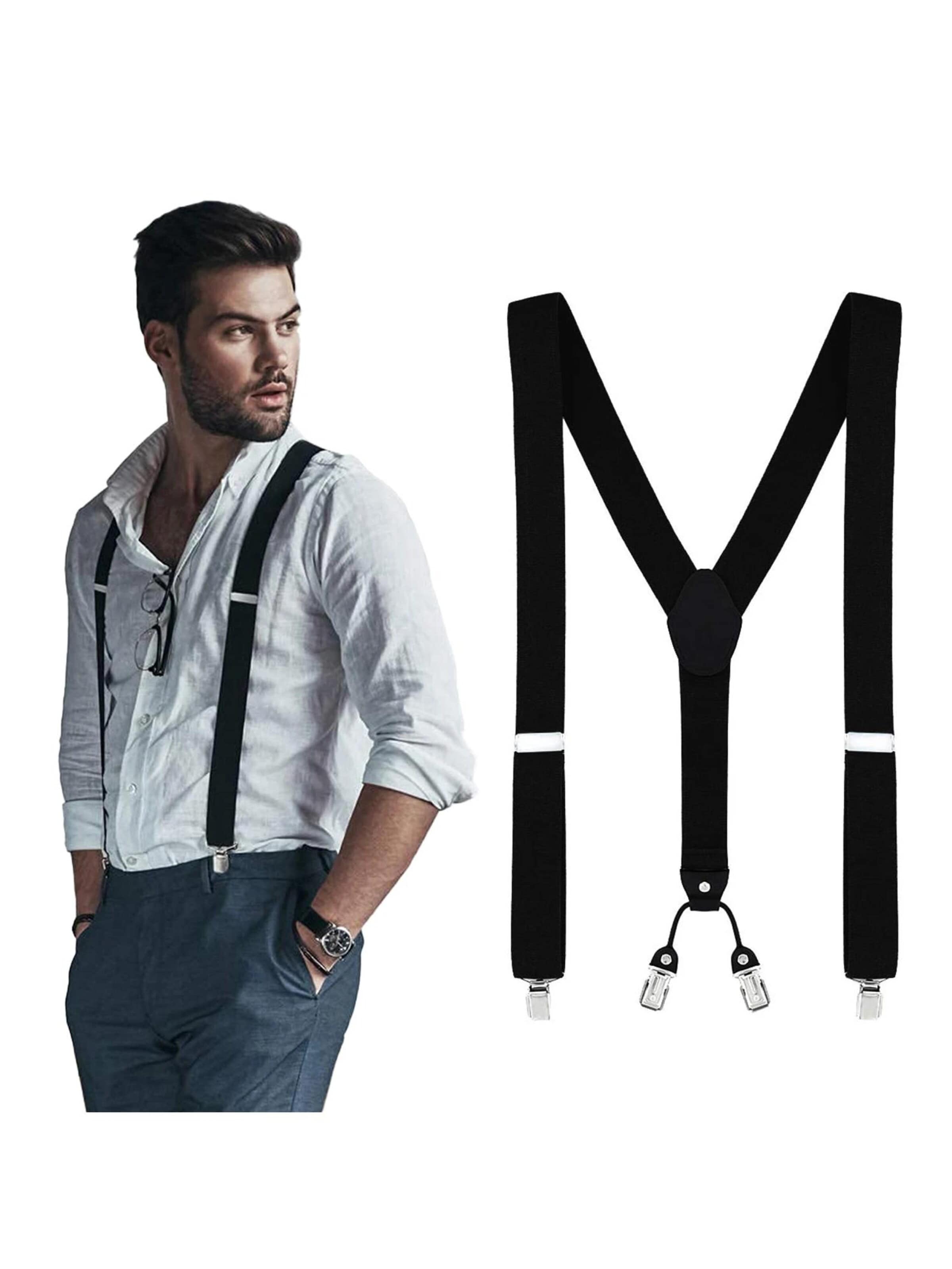 DonDon Suspenders 'DonDon Hosenträger Herren 3,5 cm breit dunkelrot für Anzug Jeans Chinos Vintage' in XS-XL in Black, Item view