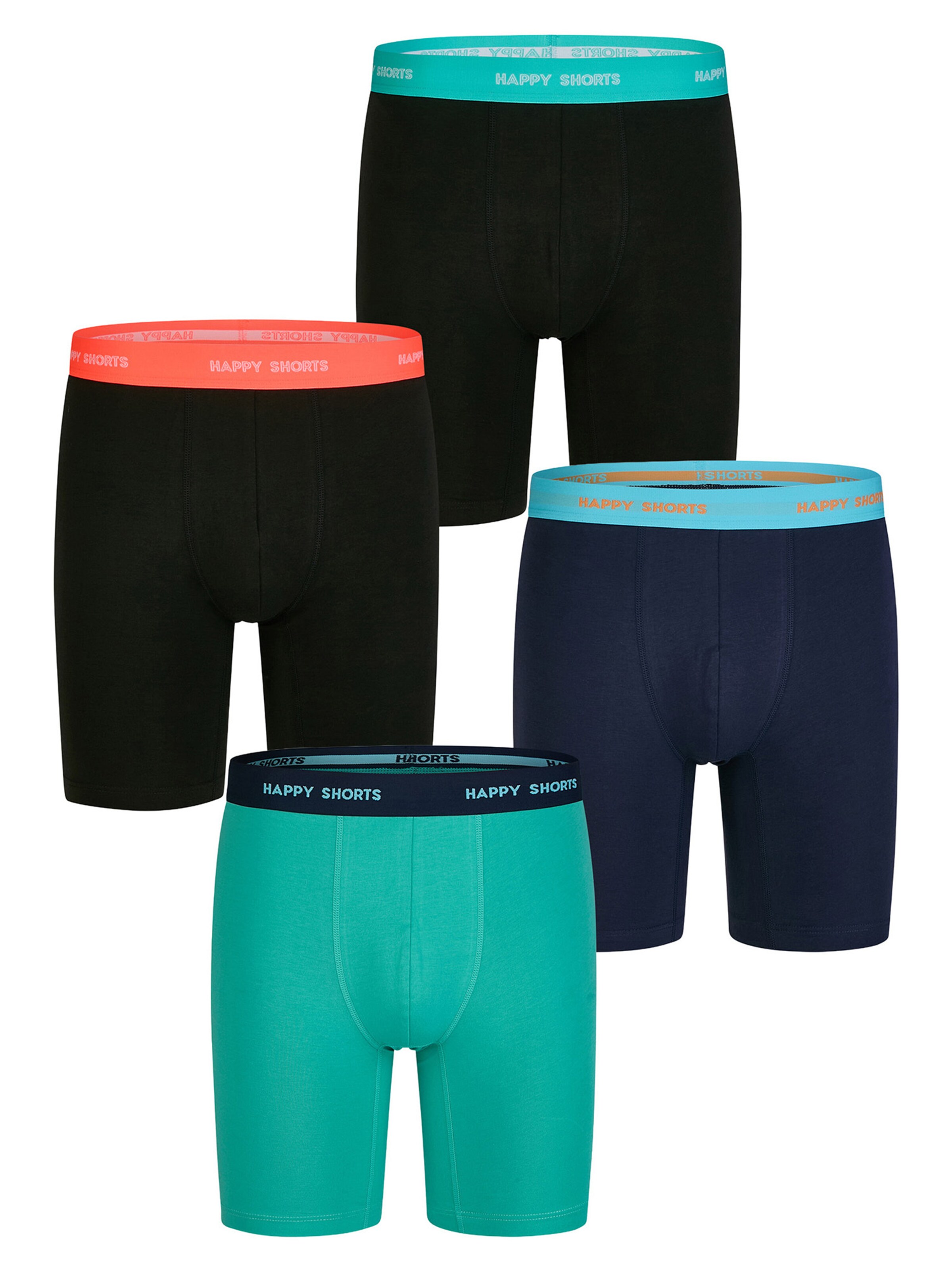 Happy Shorts Langer Boxer ' Motive ' in L in türkis / schwarz, Produktansicht