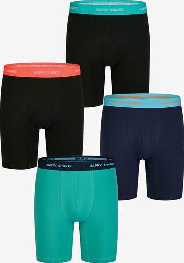 Happy Shorts Langer Boxer ' Motive ' in L in türkis / schwarz, Produktansicht