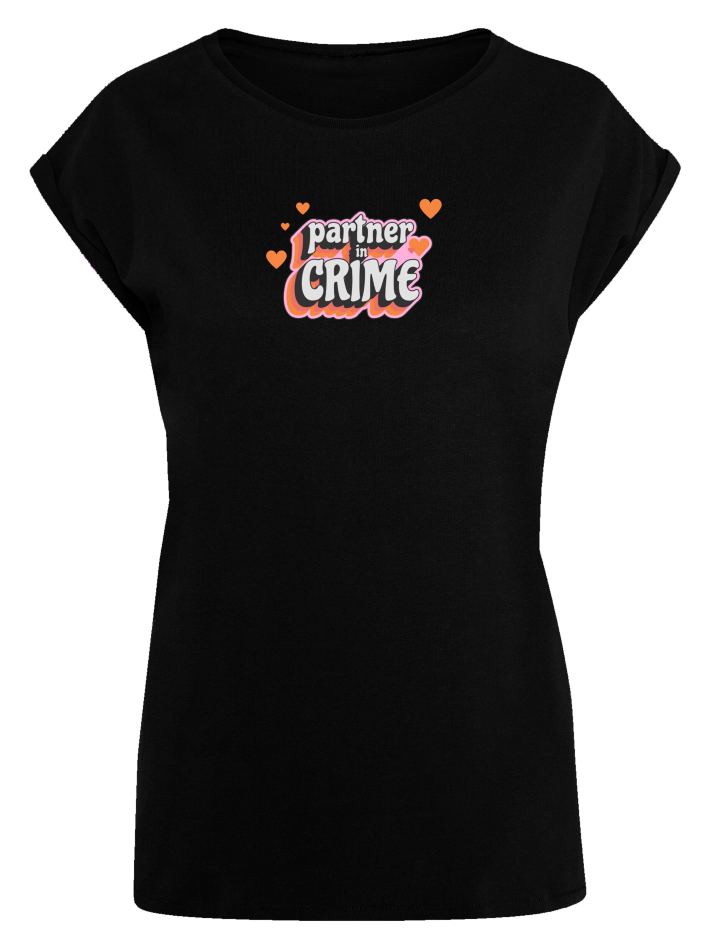 F4NT4STIC T-Shirt 'Partner In Crime Valentinstag' in Schwarz: Vorderseite