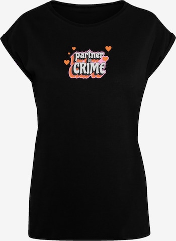 F4NT4STIC T-Shirt 'Partner In Crime Valentinstag' in Schwarz: Vorderseite