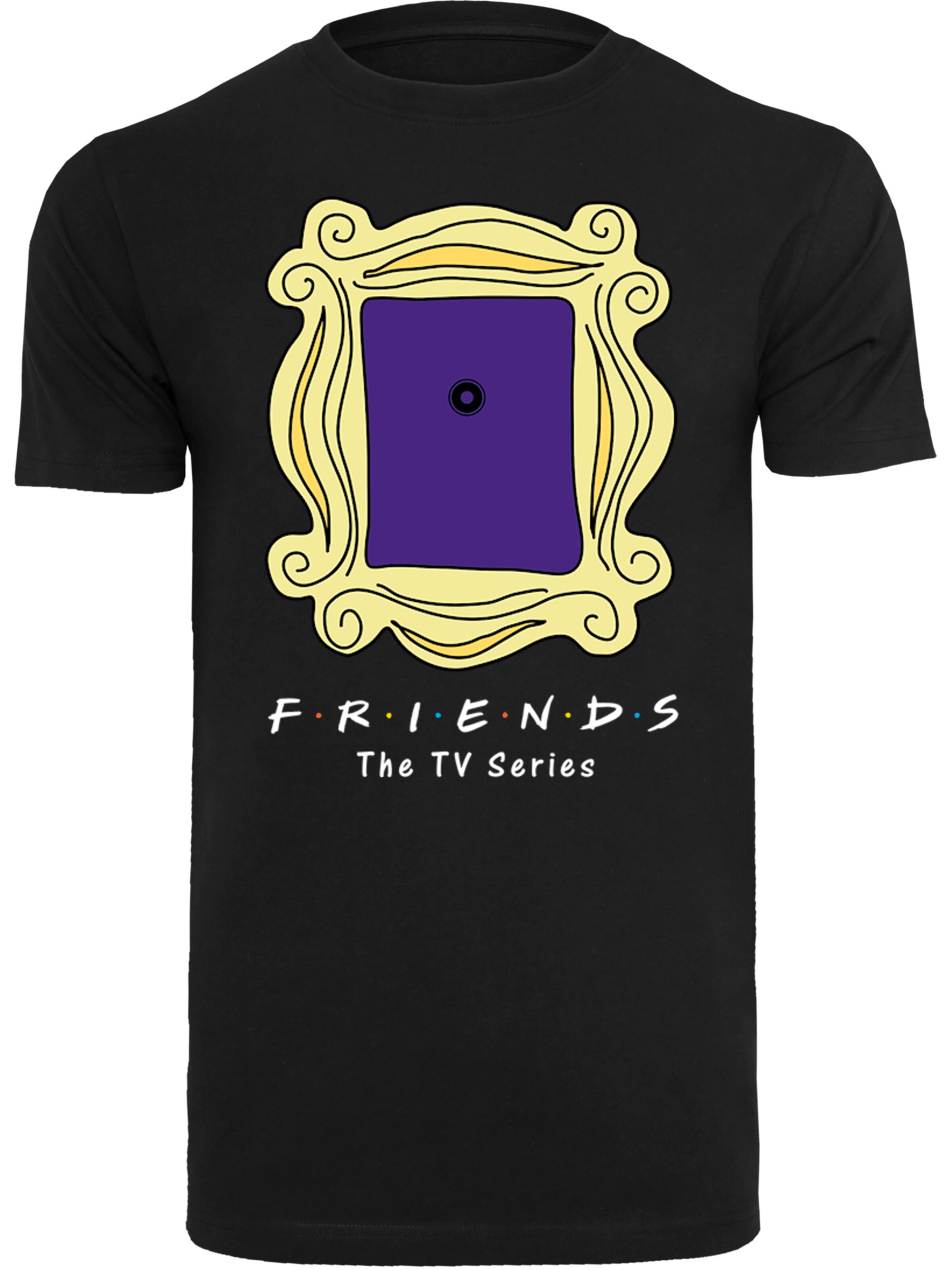 F4NT4STIC Shirt 'Friends Door Peephole -BLK' in Zwart: voorkant