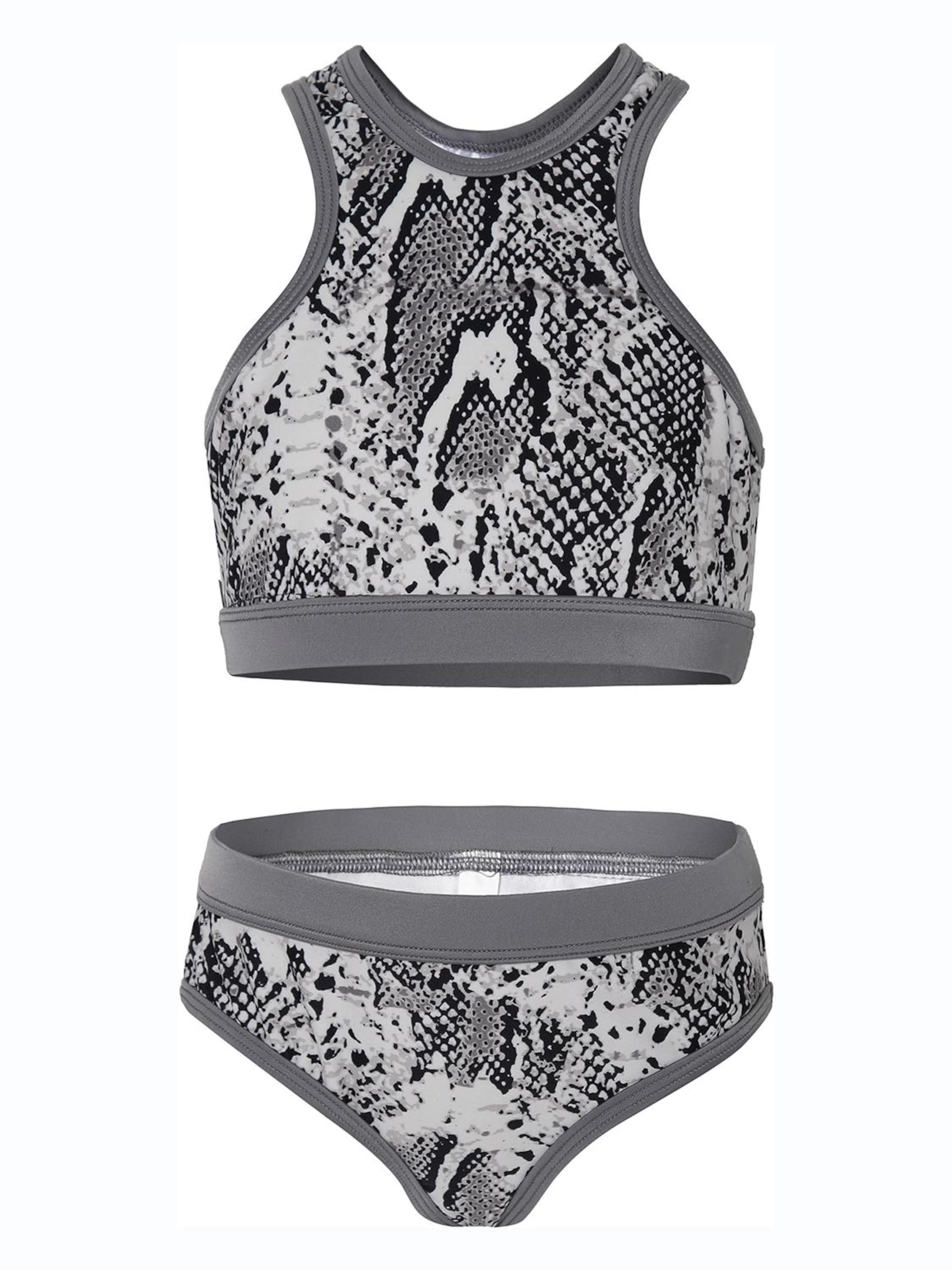 La V High neck Bikini 'Basic' in Grijs: voorkant