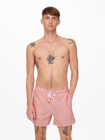 Pantaloncini da bagno 'ONSTED' di Only & Sons in rosa: frontale
