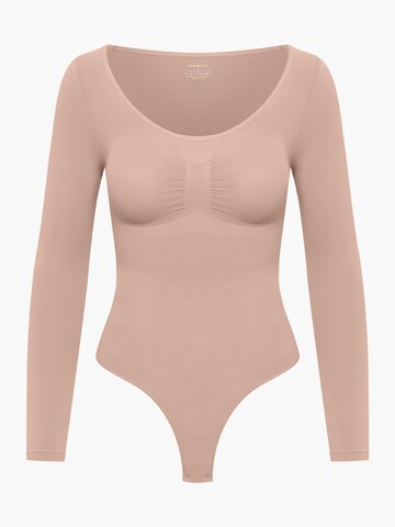 creamy Shaping Bodysuit 'Bodysuit Sculpting Shapewear Longsleeve mit String' in Beige