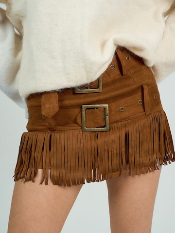 Gonna 'Fringed Suede Skirt' di FYS in beige