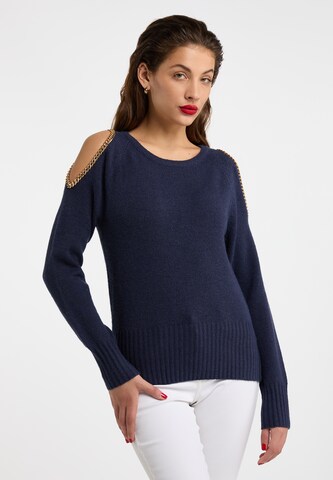 Pullover 'Tuxe' di faina in blu: frontale