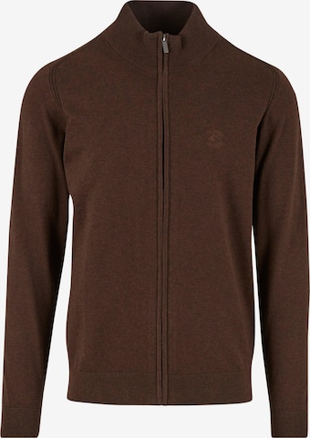 INDICODE JEANS Gebreid vest 'Tinos' in Bruin: voorkant