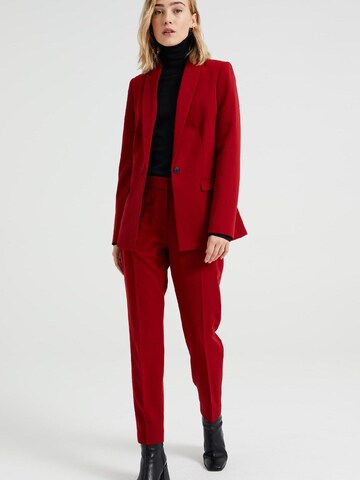 WE Fashion Slimfit Kalhoty s puky – červená