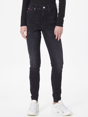 Tommy Jeans - Skinny Vaquero 'Sylvia' en negro: frente