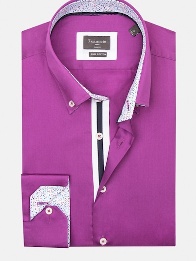 7Camicie Zakelijk overhemd 'Roma Iconic Satin Man Shirt White' in de kleur Lila, Productweergave