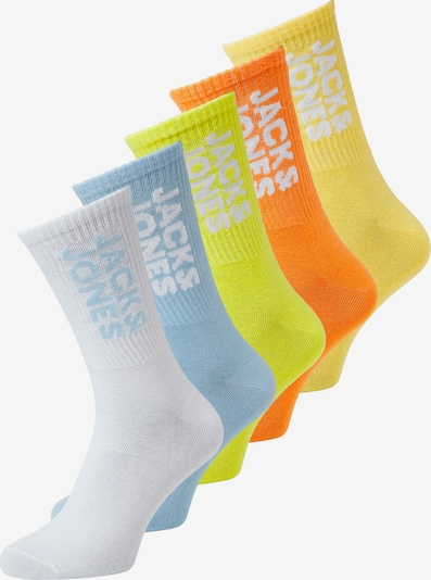 JACK & JONES Къси чорапи в светлосиньо / жълто / светлооранжево / бяло, Преглед на продукта
