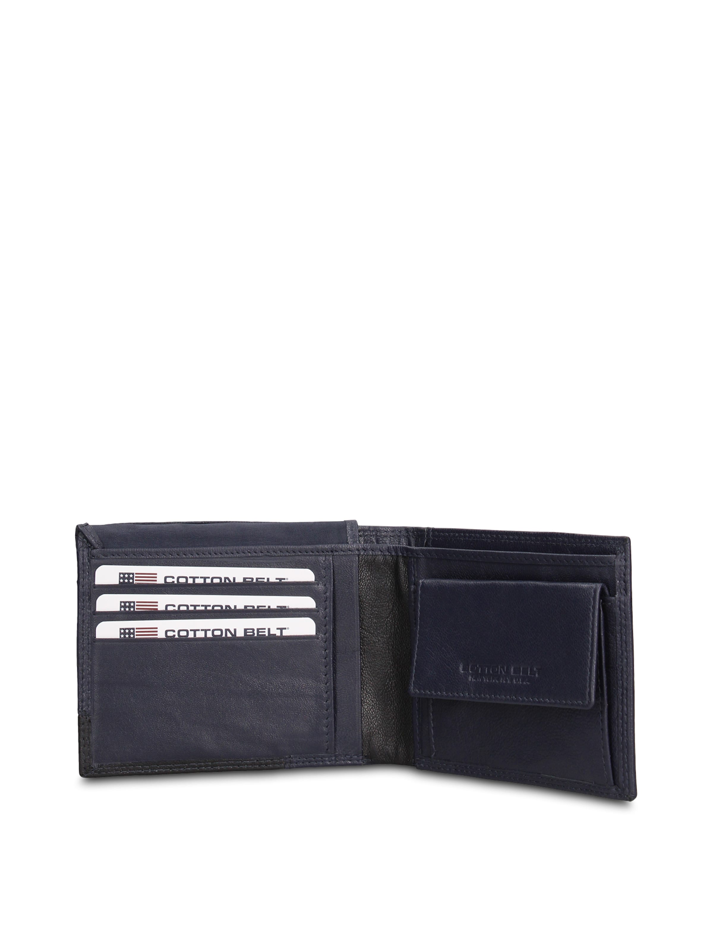 Portamonete 'Portafoglio Uomo Vera Pelle Bicolore Cotton Belt - Compatto e Elegante' di cotton belt in blu