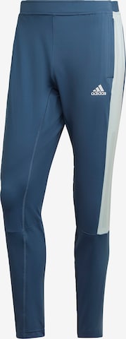 ADIDAS SPORTSWEAR Tapered Workout Pants 'Colourblock' in Blue: front