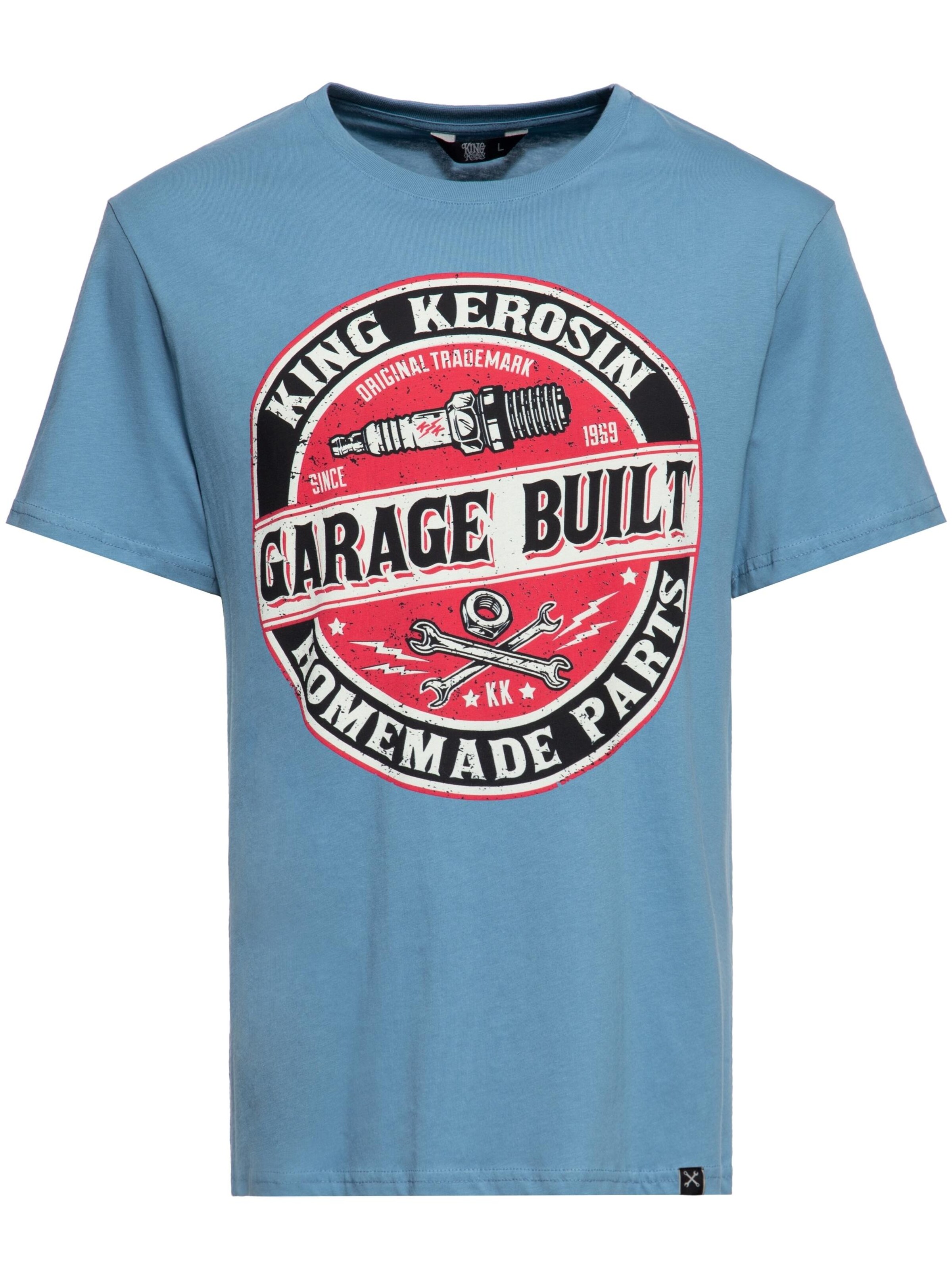 King Kerosin Shirt 'Garage Built'‌‌‌‌‌‌ in Blau: Vorderseite