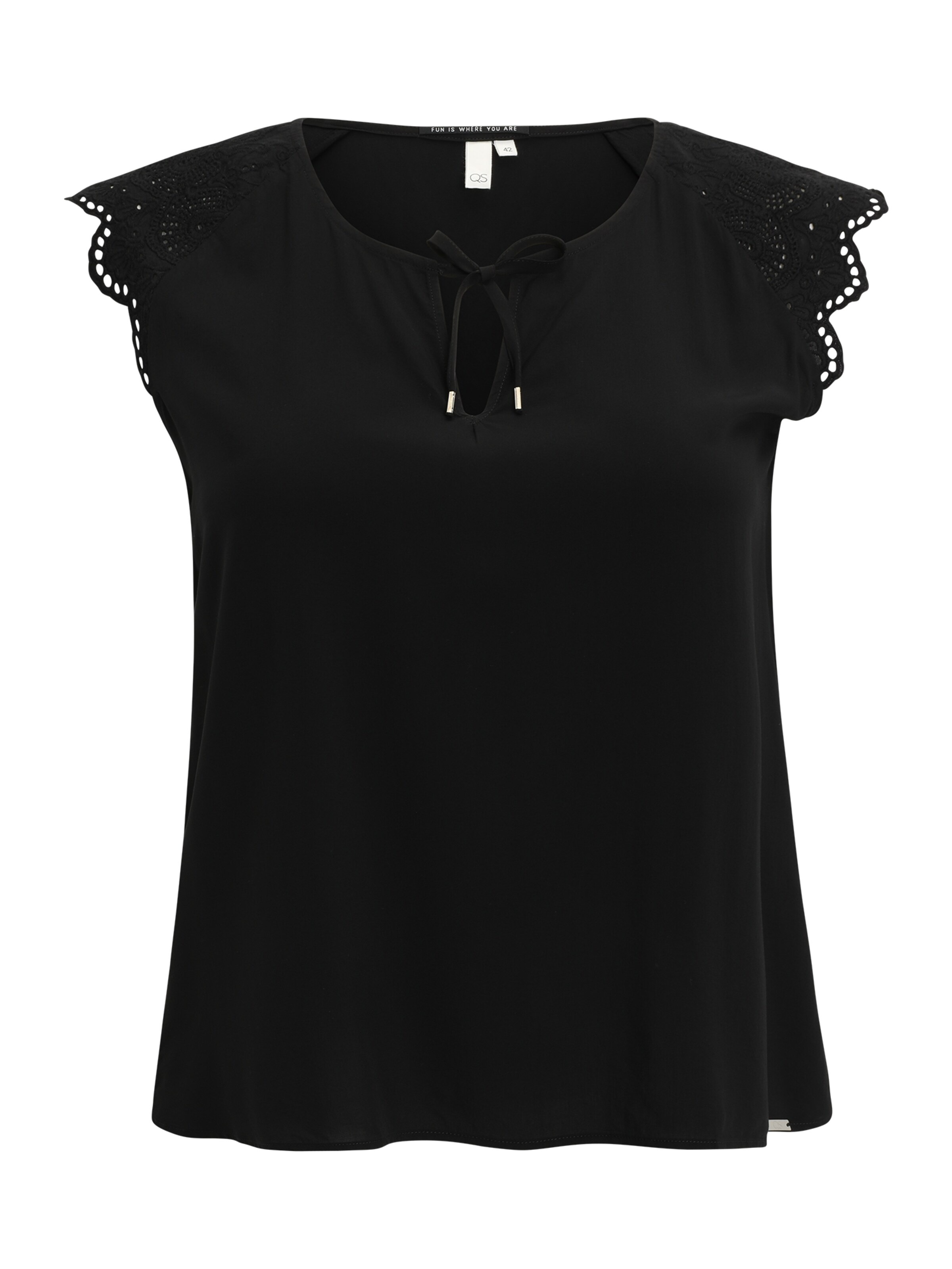 QS Blouse in Zwart: voorkant