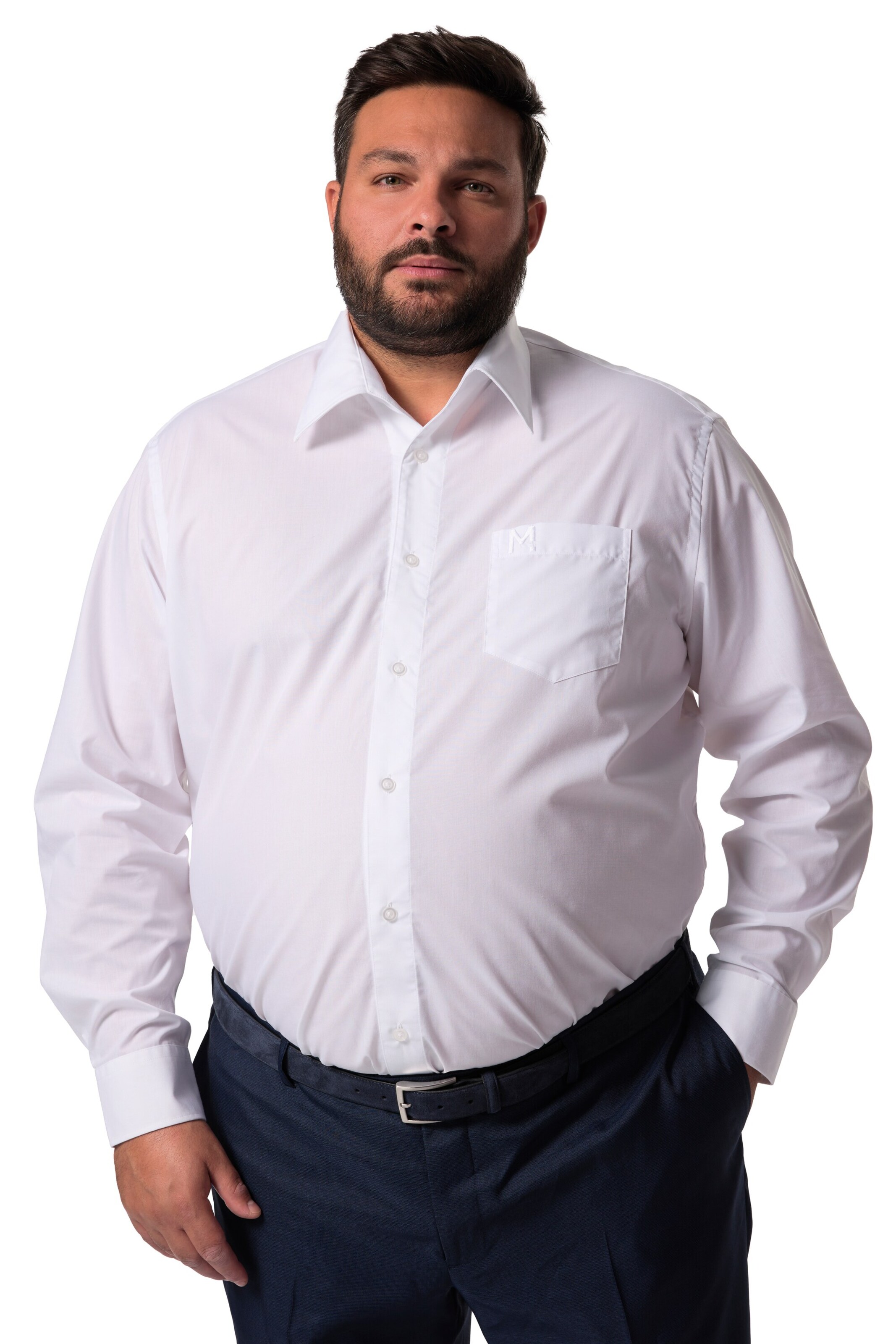 Men Plus Comfort fit Business shirt in White: front