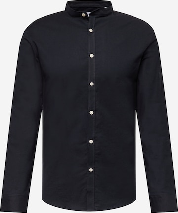 Slim fit Camicia di Lindbergh in nero: frontale