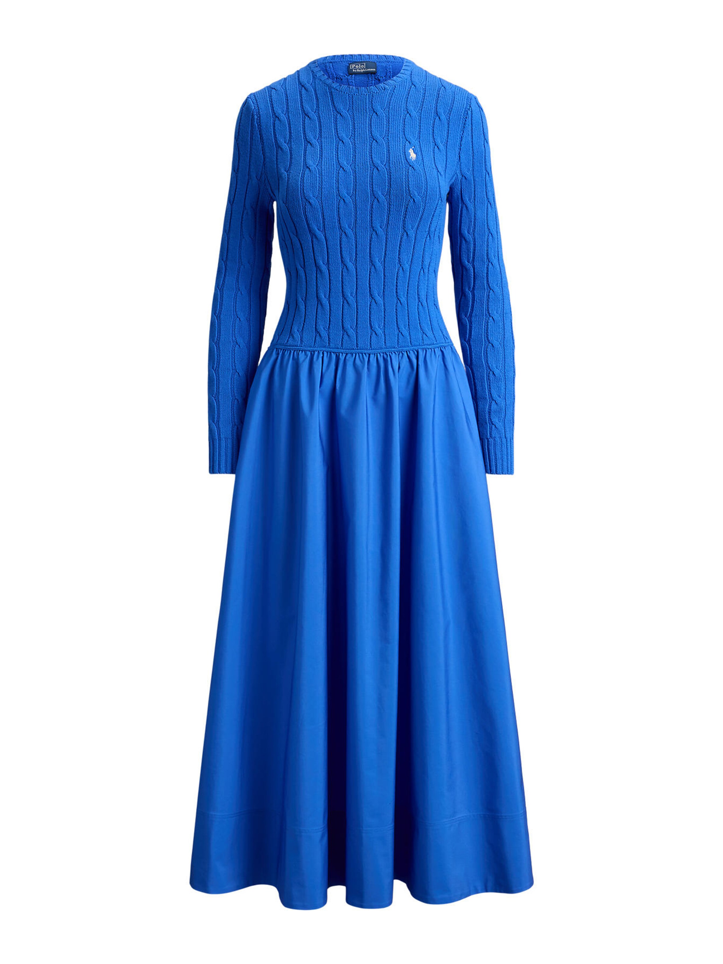 Rochie de la Polo Ralph Lauren pe albastru: față