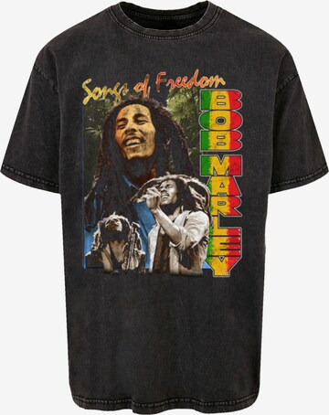 T-Shirt 'Bob Marley Freedom Vintage Reggae Music' F4NT4STIC en noir : devant