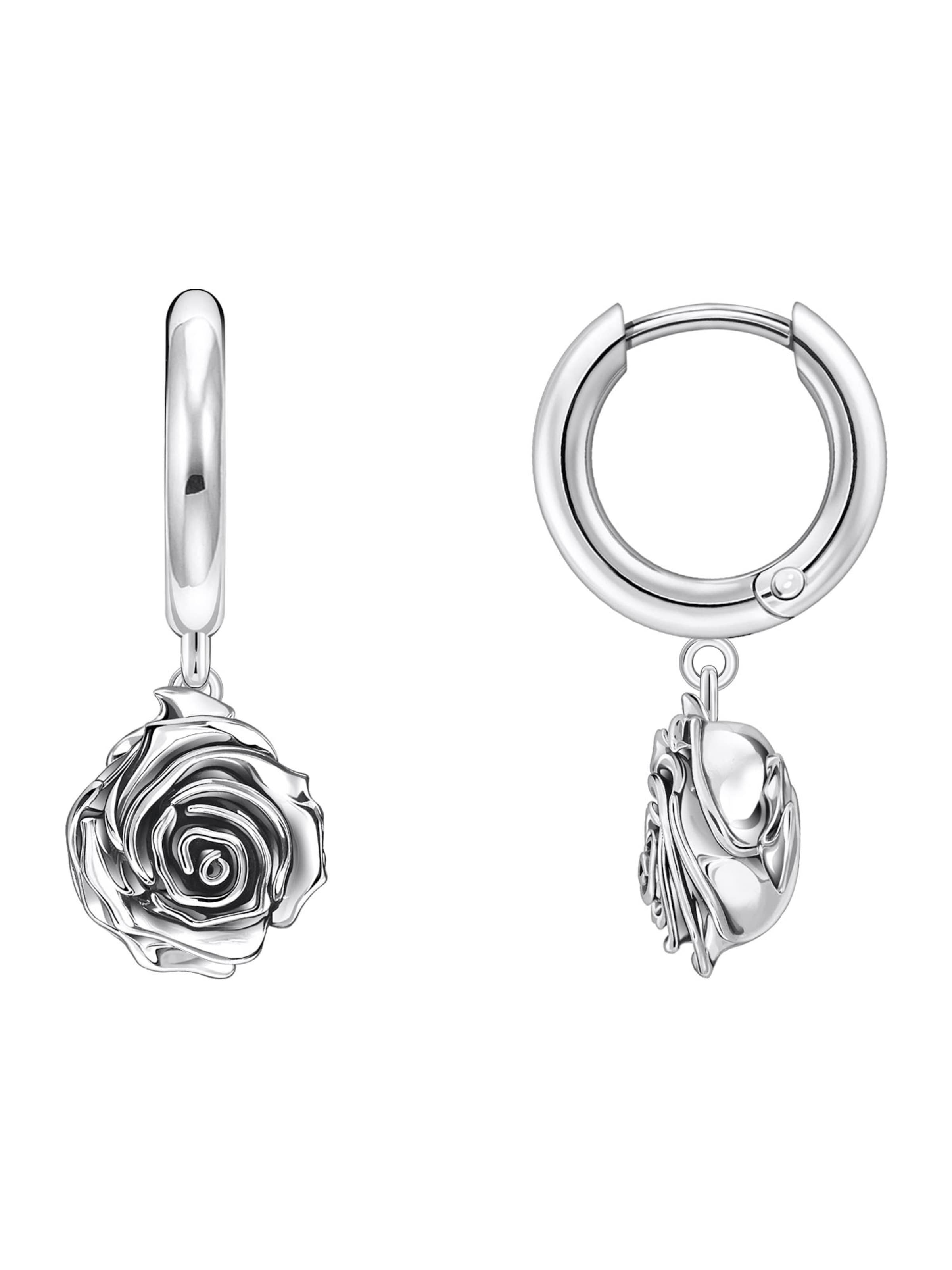 Thomas Sabo Earrings 'Midnight Rose' in Silver: front