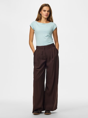 PIECES Wide Leg Bukser med lægfolder 'CARLA ' i brun