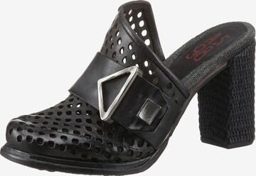 A.S.98 Mules in Black: front